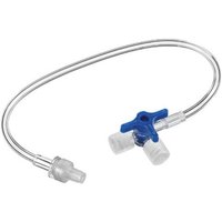 Discofix®-3 Dreiwegehahn mit Verbindungsleitung 25 cm blau