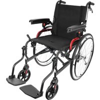 Antar Aluminium Rollstuhl pulverbeschichtet in grau/schwarz mit Bremsen für den Betreuer