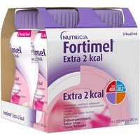 Fortimel Trinknahrung für Ernährungstherapie Erdbeere Extra 2 kcal | Pack mit 4 Flaschen zu je 200ml | Hochkalorisch und eiweißreich